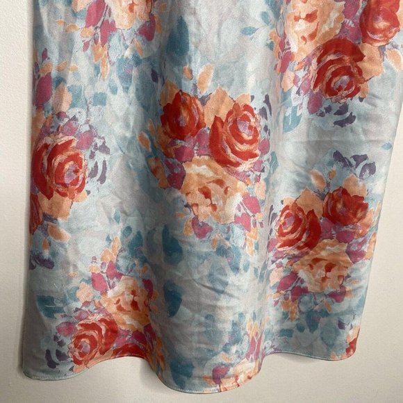 Unbranded Blue Multicolor Floral Nightgown Slip Lingerie Midi Dress Medium - Picture 4 of 12